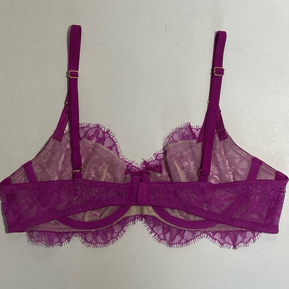 Like New Victoria’s Secret Very Sexy Floral Lace Fuchsia Raspberry Pink Bra 34B - Picture 8 of 13